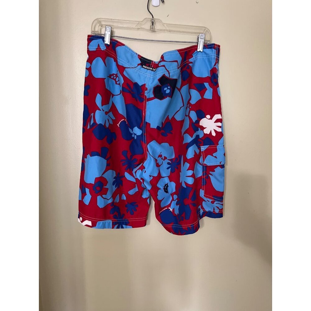 American Eagle Outfitters Mens Red & Blue Floral Swim Trunks Size 36 Polyester D - Picture 10 of 12